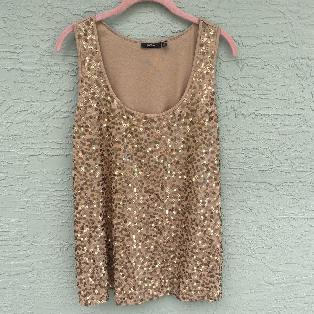 Apt. 9 Sz 1X Sequined Sleeveless Tank Top Scoop Neck